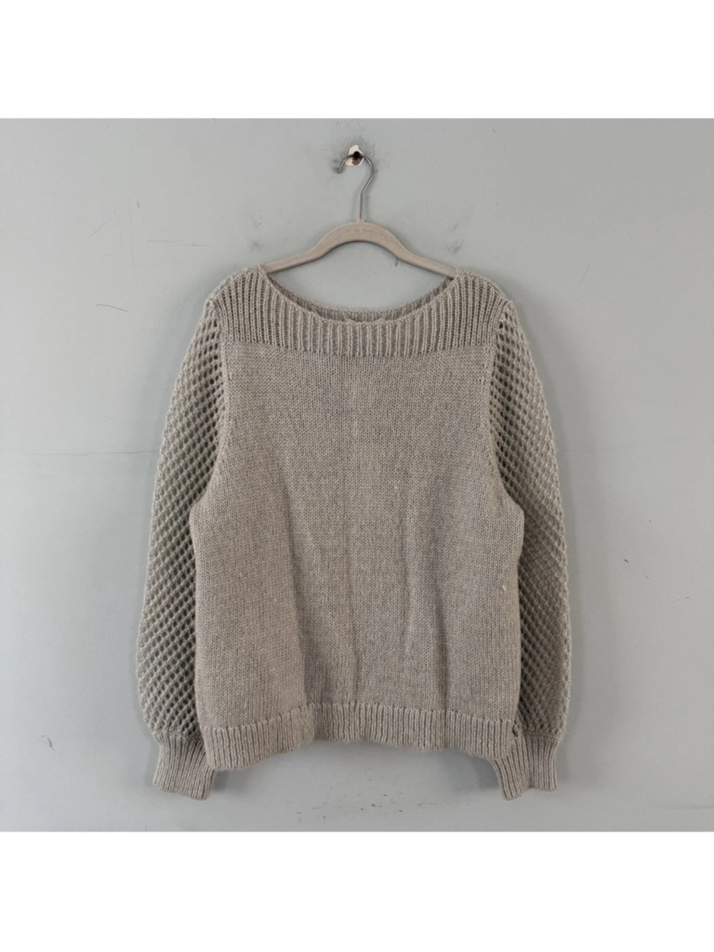 NWT Tommy Bahama Shimmer Balloon Sleeve White Silver Metallic Wool Blend Sweater - Picture 2 of 5